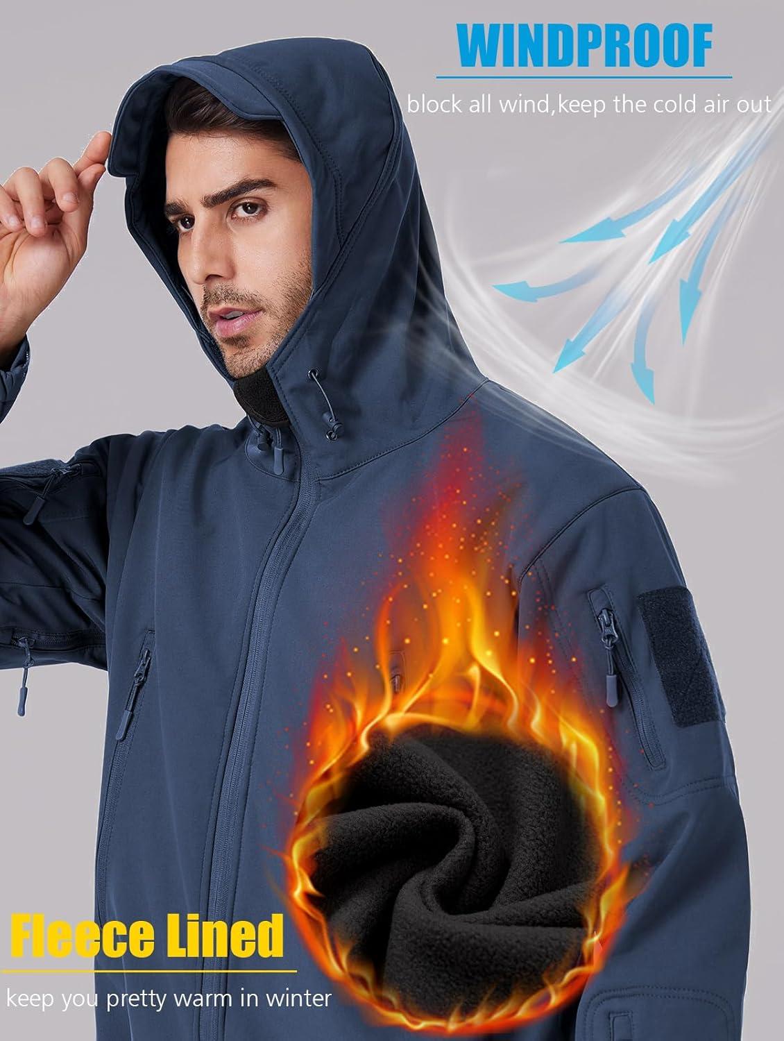 imageReFire Gear Mens Army Special Ops Military Tactical Jacket Softshell Fleece Hooded Outdoor CoatNavy Blue