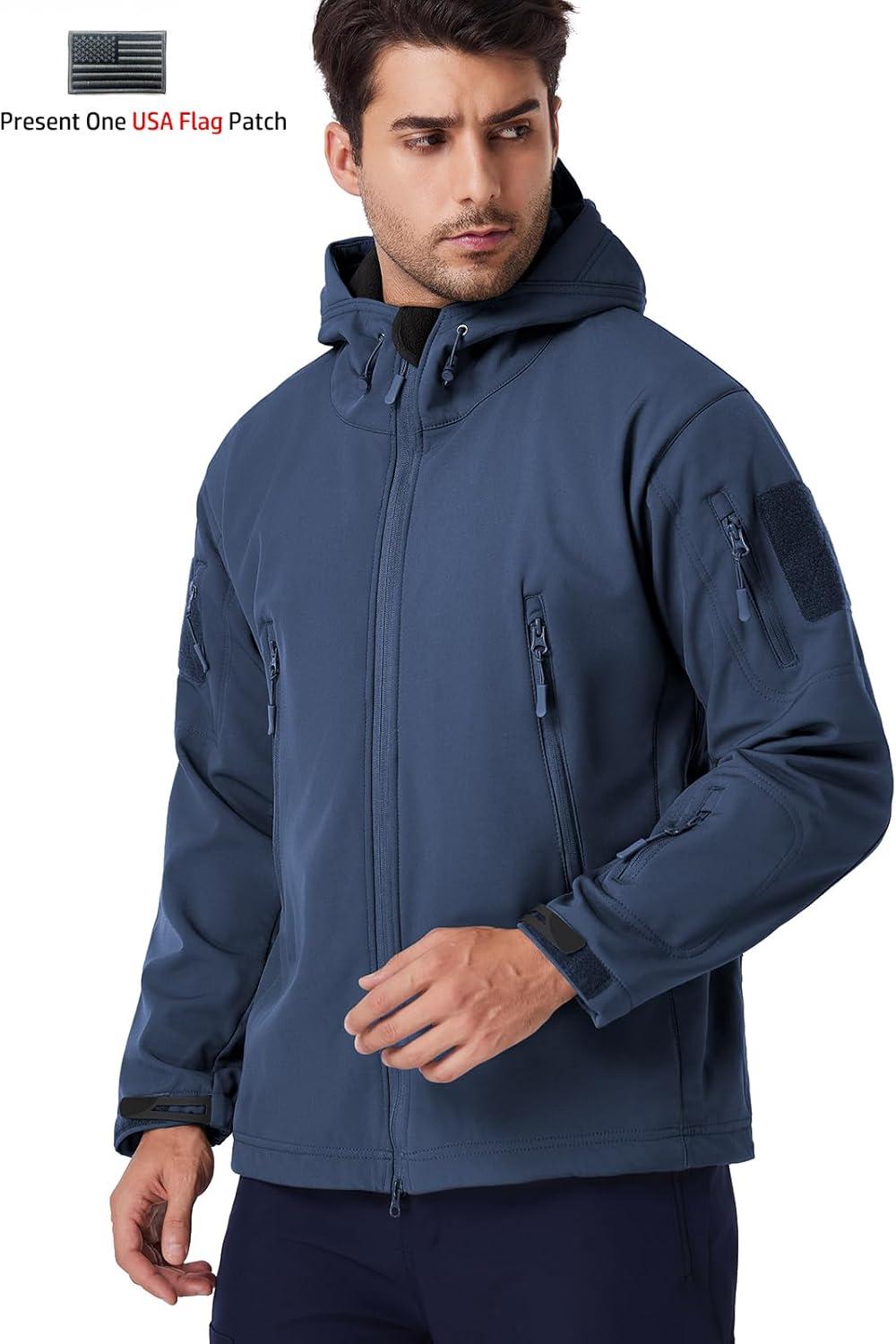 imageReFire Gear Mens Army Special Ops Military Tactical Jacket Softshell Fleece Hooded Outdoor CoatNavy Blue