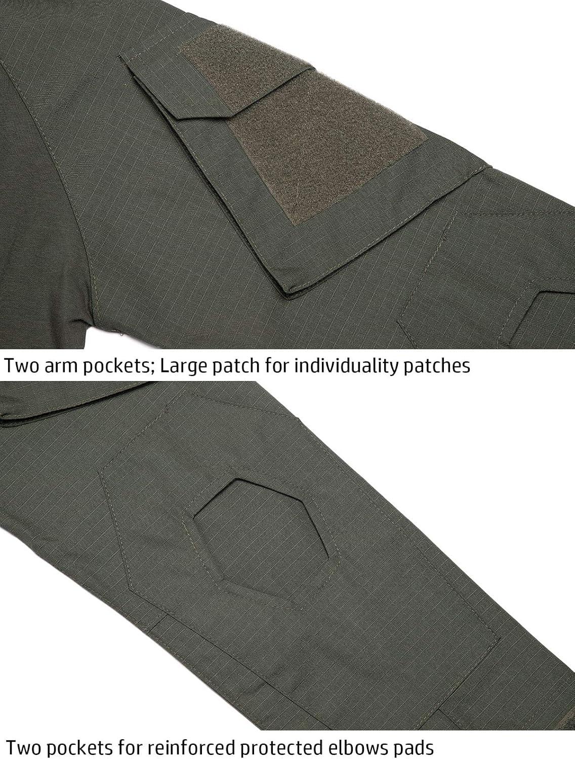 imageReFire Gear Mens Military Tactical Army Combat Long Sleeve Shirt Slim Fit Camo TShirt with 14 ZipperArmy Green