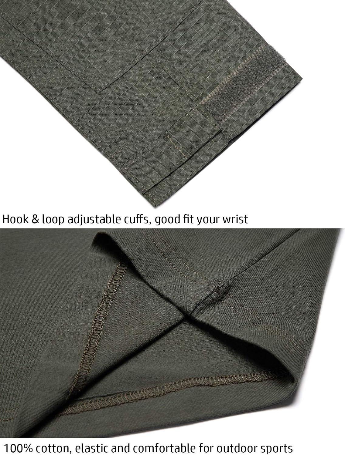 imageReFire Gear Mens Military Tactical Army Combat Long Sleeve Shirt Slim Fit Camo TShirt with 14 ZipperArmy Green