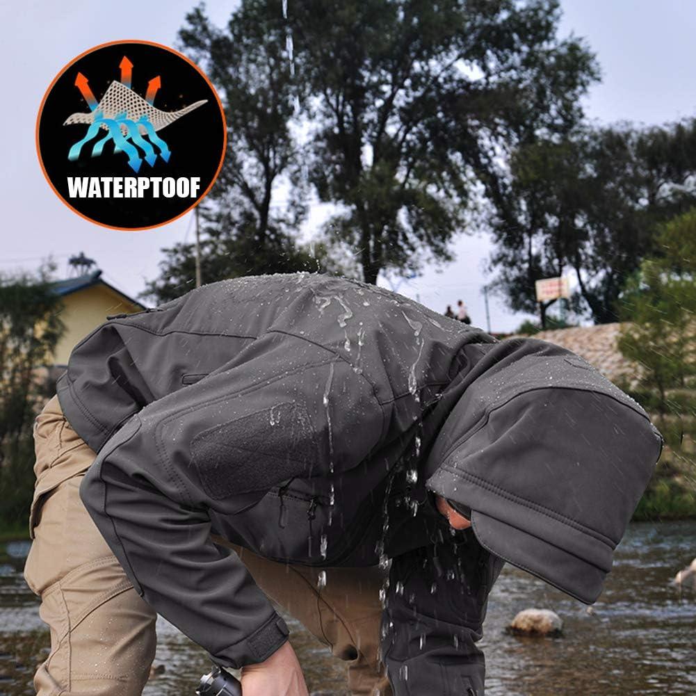 imageReFire Gear Mens Soft Shell Military Tactical Jacket Outdoor Camouflage Hunting Fleece Hooded CoatBlack