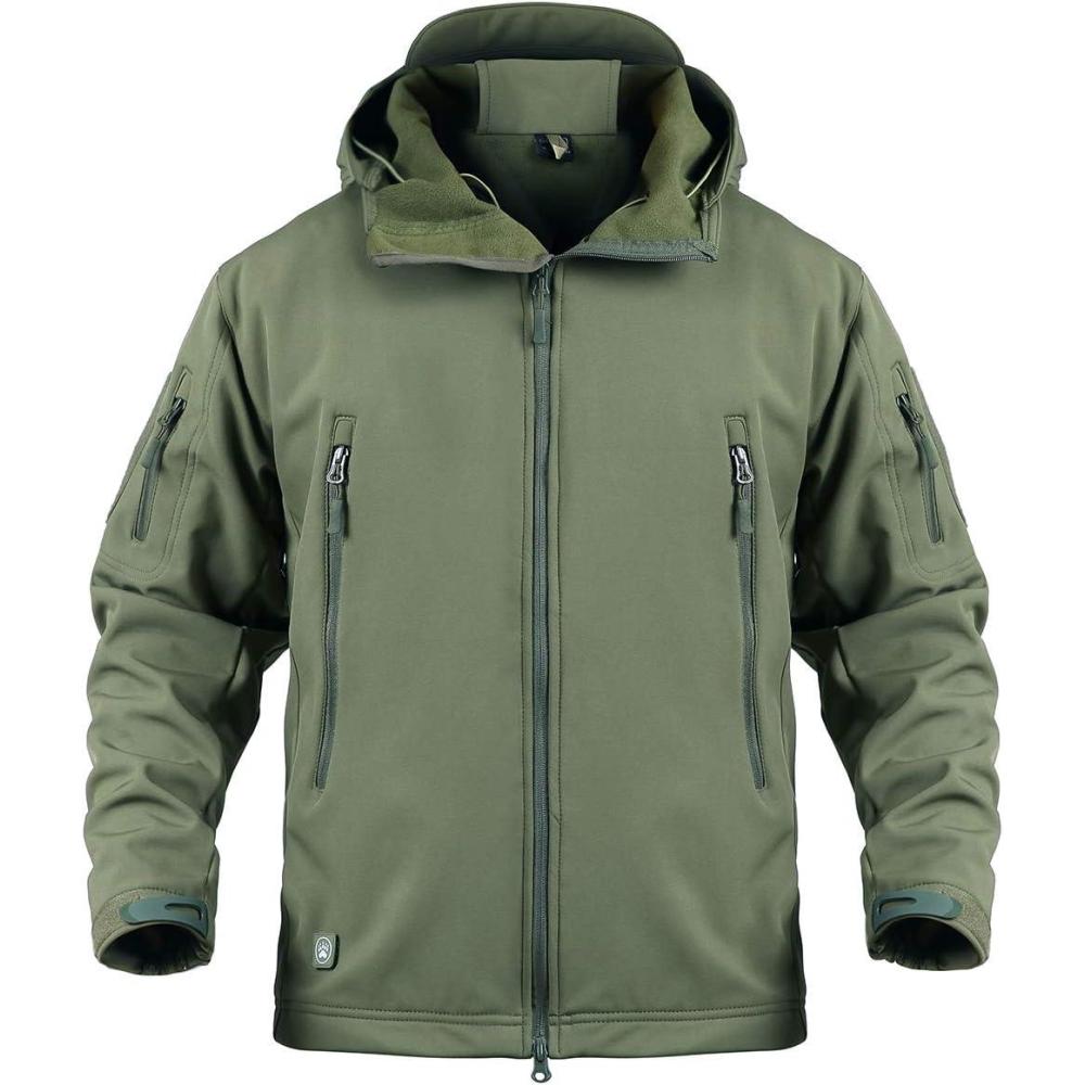 imageReFire Gear Mens Army Special Ops Military Tactical Jacket Softshell Fleece Hooded Outdoor CoatArmy Green