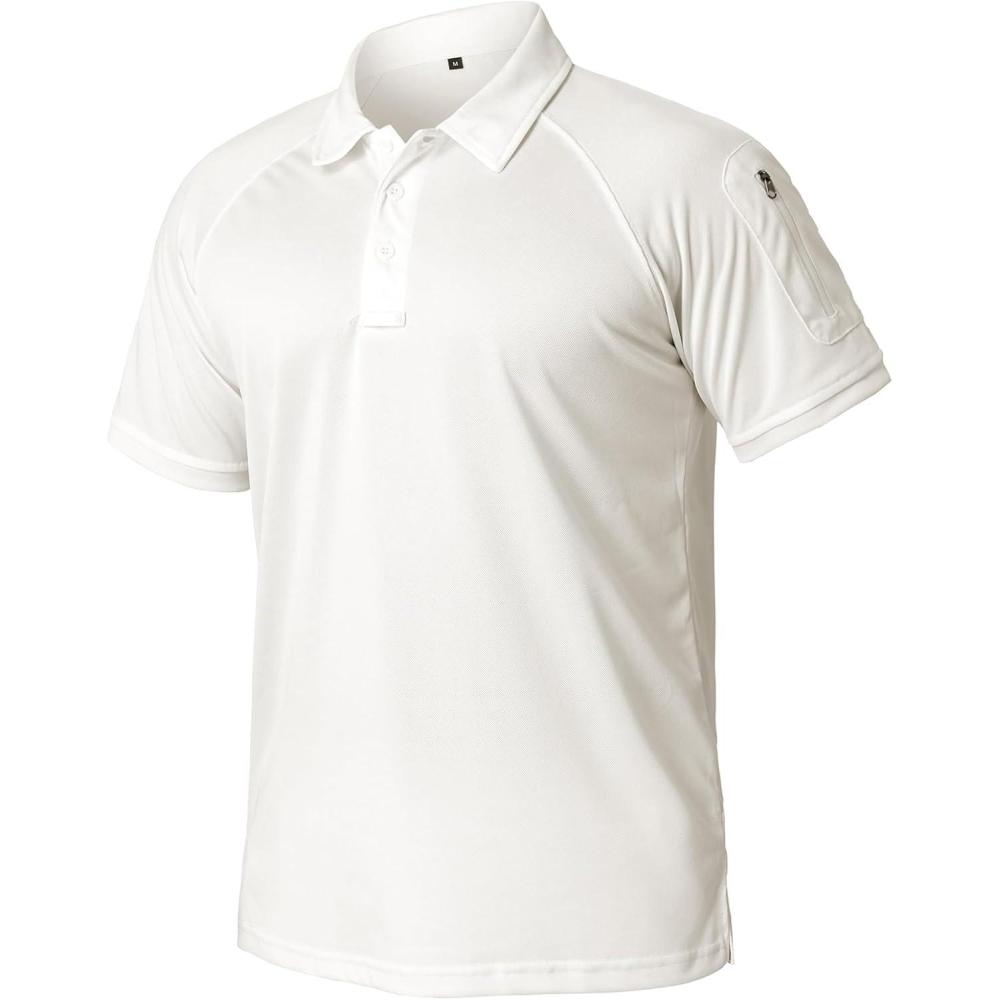 imageReFire Gear Mens Lightweight Tactical Polo Shirts Military Outdoor Hiking Sport Golf Short Sleeve T ShirtOffwhite