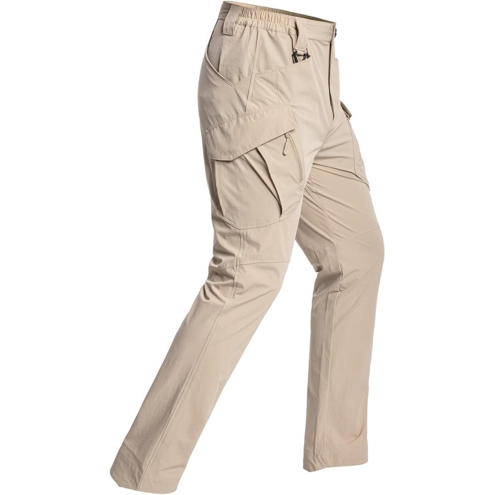 imageReFire Gear Mens Quick Dry Tactical Pants Summer Lightweight Outdoor Hiking Cargo TrousersLight Khaki