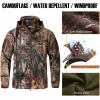 Veste de chasse Camo pour hommes étanche à l&rsquo;eau en coque souple en tapis de camouflage Enrobé de pêche pédestre en plein air (Camo leaf)