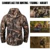 Veste de chasse Camo pour hommes étanche à l&rsquo;eau en coque souple en tapis de camouflage Enrobage de pêche à la randonnée en plein air (Reeds Cama)