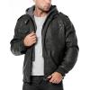 Veste de moto casual marron en cuir pour homme avec capot amovible (noir)