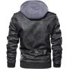Veste de moto casual marron en cuir pour homme avec capot amovible (noir)