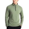T-shirts sport à manches longues pour homme 1/4 Pull Zip Sweatshirt sport actif rapide à sec pour gymnastique de course (vert)