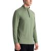 T-shirts sport à manches longues pour homme 1/4 Pull Zip Sweatshirt sport actif rapide à sec pour gymnastique de course (vert)