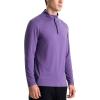 T-shirts sport à manches longues pour homme 1/4 Pull Zip Sweatshirt sport actif rapide à sec pour gymnastique de course (Purple)