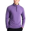 T-shirts sport à manches longues pour homme 1/4 Pull Zip Sweatshirt sport actif rapide à sec pour gymnastique de course (Purple)