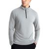 T-shirts sport à manches longues pour homme 1/4 Pull Zip Sweatshirt sport actif rapide à sec pour gymnastique de course (Gris livre)
