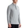 T-shirts sport à manches longues pour homme 1/4 Pull Zip Sweatshirt sport actif rapide à sec pour gymnastique de course (Gris livre)
