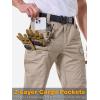 CARWORNIC Men&rsquo;s Stretch Ripstop Tactical Pantalon léger résistant à l&rsquo;eau Flex Work Cargo avec 11 poches (Khaki)