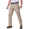 CARWORNIC Men&rsquo;s Stretch Ripstop Tactical Pantalon léger résistant à l&rsquo;eau Flex Work Cargo avec 11 poches (Khaki)