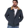 Veste de Corduroy d&rsquo;hiver pour hommes CarWORNIC Manteau de travail rembourré en polaire Casual Sherpa Trucker Coat (Navy Blue)