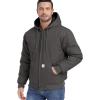 Veste active à capuche d&rsquo;hiver pour homme CARWORNIC avec manteaux de travail en coton doublé chaud (gris foncé)