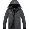 Veste de ski d&rsquo;hiver pour hommes Fleece chaude imperméable en plein air montagne randonnée brise-vent manteau de pluie à capuche (Grey)