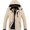Veste de ski d&rsquo;hiver pour hommes Fleece chaude imperméable en plein air montagne randonnée brise-vent manteau de pluie à capuche (Khaki)