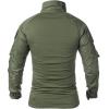 T-shirt de combat tactique militaire à manches longues Slim Fit Camo avec 1/4 Zipper (Army Green)