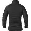 Tee-shirt de combat tactique militaire à manches longues Slim Fit Camo T-Shirt avec 1/4 zip(Noir)
