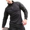 Tee-shirt de combat tactique militaire à manches longues Slim Fit Camo T-Shirt avec 1/4 zip(Noir)