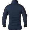 T-shirt de combat tactique militaire à manches longues Slim Fit Camo avec 1/4 Zipper (Navy Blue)