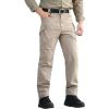 Pantalons tactiques à sec rapide pour hommes Refourner l&rsquo;équipement d&rsquo;été Lightweight Outdoor Hiking Cargo pantalons (Kaki léger)