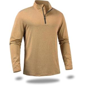 CARWORNIC Men’s Long Sleeve Athletic Shirts 1/4 Zip Pullover Quick Dry Active Sports Sweatshirt for Running Workout Gym(Orange)