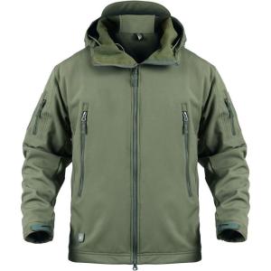ReFire Gear Men’s Army Special Ops Military Tactical Jacket Softshell Fleece Hooded Outdoor Coat(Army Green)