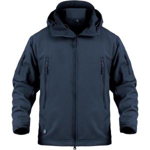 ReFire Gear Men’s Army Special Ops Military Tactical Jacket Softshell Fleece Hooded Outdoor Coat(Dark Navy)