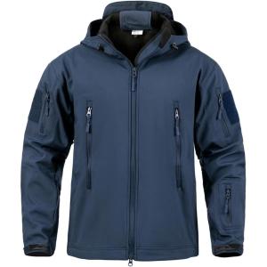 ReFire Gear Men’s Army Special Ops Military Tactical Jacket Softshell Fleece Hooded Outdoor Coat(Navy Blue)