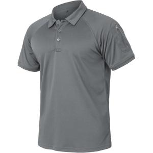 ReFire Gear Men’s Lightweight Tactical Polo Shirts Military Outdoor Hiking Sport Golf Short Sleeve T Shirt(Dark Grey)