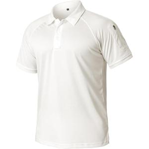 ReFire Gear Men’s Lightweight Tactical Polo Shirts Military Outdoor Hiking Sport Golf Short Sleeve T Shirt(Off-white)