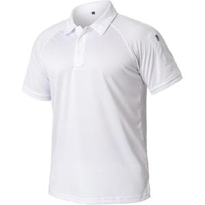 ReFire Gear Men’s Lightweight Tactical Polo Shirts Military Outdoor Hiking Sport Golf Short Sleeve T Shirt(White)