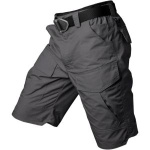 ReFire Gear Men’s Urban Tactical Military EDC Cargo Shorts Rip Stop Cotton Outdoor Camo Shorts(Dark Grey)
