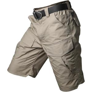 ReFire Gear Men’s Urban Tactical Military EDC Cargo Shorts Rip Stop Cotton Outdoor Camo Shorts(Khaki)