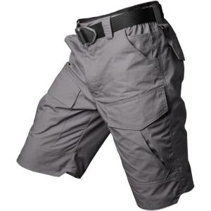 ReFire Gear Men’s Urban Tactical Military EDC Cargo Shorts Rip Stop Cotton Outdoor Camo Shorts(Light Grey)