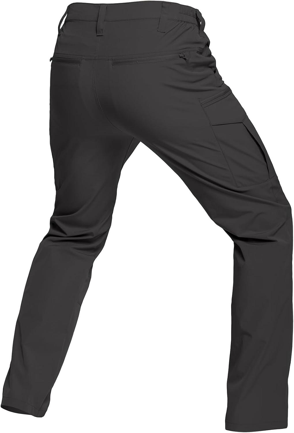 imageCARWORNIC Mens Quick Dry Tactical Hiking Pants Flex Water Resistant Lightweight Outdoor Fishing Cargo Work Pants 9 PocketsBlack