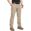 CARWORNIC Pantalon de randonnée tactique rapide à sec pour hommes Flex résistant à l&rsquo;eau Légère pêche extérieure Cargo Pants 9 Poches(Khaki)