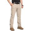 Pantalon de randonnée tactique rapide à sec pour hommes CARWORNIC Flex résistant à l&rsquo;eau Légère pêche extérieure Cargo Pants 9 poches (Kaki léger)