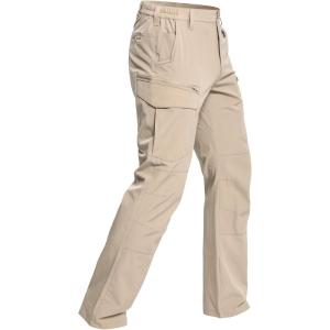 CARWORNIC Men’s Quick Dry Tactical Hiking Pants Flex Water Resistant Lightweight Outdoor Fishing Cargo Work Pants 9 Pockets(Light Khaki)